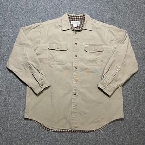 Roundtree & Yorke‎ Outfitters Mens Flannel Lined Canvas Button Jacket Tan Large